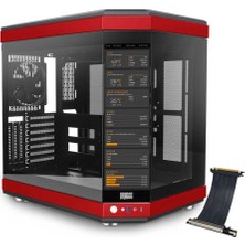 Dragos North Premium Xl LCD Ekran+Riser 1x Fan Mid Tower Kırmızı Siyah Gaming Bilgisayar Kasası