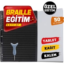 Braille Eğitim Seti 27 (50'li) (27 Satırlı Braille Tablet, Braille Kalem, 50'li Braille Yazı Kağıdı)