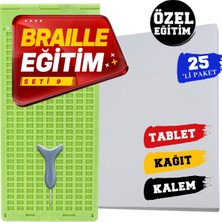 Braille Eğitim Seti 9 (25'li) (9 Satırlı Braille Tablet, Braille Kalem, 25'li Braille Yazı Kağıdı)