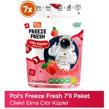 Pol’s Freeze Fresh Çıtır Küp Çilekli Elma 20 g x 7 Adet Freeze Dry Dondurularak Kurutulmuş Meyve