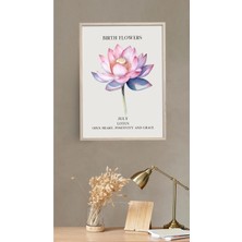 Sümer Çerçeveli, Temmuz Ayı Çiçeği Lotus Tablo, Pinterest Duvar Dekorasyonu