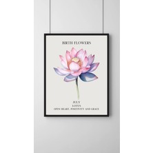 Sümer Çerçeveli, Temmuz Ayı Çiçeği Lotus Tablo, Pinterest Duvar Dekorasyonu