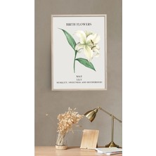 Sümer Çerçeveli, Mayıs Ayı Çiçeği Tablo, Zambak Çiçeği Posteri, Pinterest Tarzı Duvar Dekorasyonu