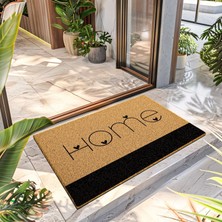 Decovetro Paspas Konsept Siyah Kalp Home Desenli Kapı Önü Paspası 40 x 60 cm