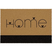 Decovetro Paspas Konsept Siyah Kalp Home Desenli Kapı Önü Paspası 40 x 60 cm