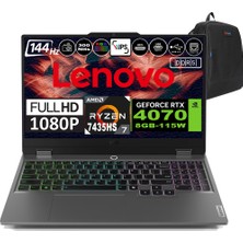 Lenovo Loq 15ARP9 Amd Ryzen 7 7435HS Ddr5 32GB 1tb SSD RTX4070-8GB 300NITS 15.6" 144Hz Fhd Freedos Taşınabilir Bilgisayar 83JC00CUTRF06 + Zetta Çanta