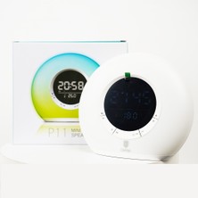 Cepini Alarm ve Sıcaklık Göstergeli Ambiyans Atmosfer Işığı Bluetooth Hoparlör Gece Lambası Saat