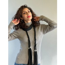 Gönülden Tasarım Örgü Modelli Kadın Penye Fular Aksesuarı 18X15 cm