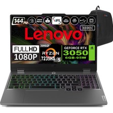 Lenovo Loq 15ARP9 Amd Ryzen 5 7235HS Ddr5 96GB 2tb SSD RTX3050-6GB 300NITS 15.6" 144Hz Fhd Freedos Taşınabilir Bilgisayar 83JC000PTRF15 + Zetta Çanta