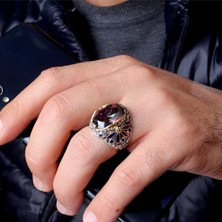 Senin Silver Yaprak Modelli Mineli 925 Ayar Erkek Gümüş Yüzük