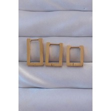 Çarşı Point 316l Çelik Gold Renk Dikdörtgen Küpe Seti
