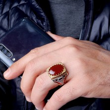 Senin Silver Kalkan Modelli Mineli 925 Ayar Erkek Gümüş Yüzük
