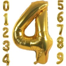 Kostüm Sarayı 4 Yaş Doğum Günü Parti Kutlama Rakam Folyo Balon Altın Renk 36 cm 16 Inç