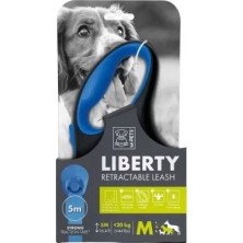 M-Pets Liberty Şerit Otomatik Köpek Gezdirme Kayışı 5 mt Mavi Medium