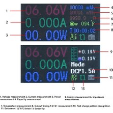 0,96 Inç IPS LCD Ekran 13'ü 1 Arada Çok Işlevli USB Test Cihazı (Yurt Dışından)