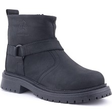 Rakerplus  Kürklü  Deri Siyah Nubuk Fermuarlı Çocuk Bot