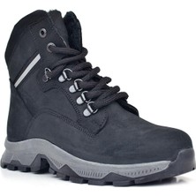 Rakerplus  Deri Siyah Süet Bağcıklı Fermuarlı Trekking Çocuk Bot