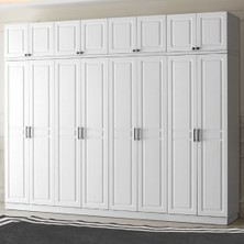 GuneyStore Ücretsiz Montaj  - % 100 MDF Sport 8 Kapaklı Yüklüklü Gardırop - MDF Dolap - Elbise Dolabı