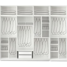 GuneyStore Ücretsiz Montaj  - % 100 MDF Sport 8 Kapaklı Yüklüklü Gardırop - MDF Dolap - Elbise Dolabı