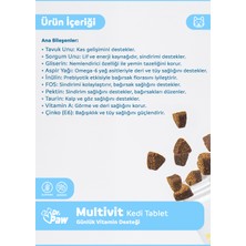 Dr. Paw Multivit Plus Kediler için Glütensiz ve Şekersiz Vitamin ve Mineral Destekleyici Çiğnenebilir Tablet (60 adet, 90 gr)