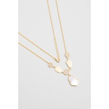 Bal Peteği 18 Ayar Sarı Altın Kaplama 45 cm Gümüş Kolye