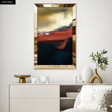 Zevahir Mobilya Dekorasyon Gümüş  Aynalı Pleksi Çerçeveli Siyah Kırmızı ve Yeşil Yağlı Boya Tarzında Soyut Tasarım Tablo