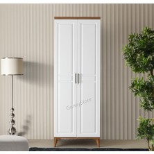 GuneyStore Ücretsiz Montaj  - % 100 MDF Sport 2 Kapaklı Atlantik Çam Gardırop - MDF Dolap - Elbise Dolabı