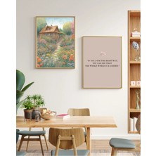 Sümer Çerçeveli, 'garden' Soft Renkli 2li Dekoratif Tablo, Modern Pinterest Tarzı Çerçeveli Poster