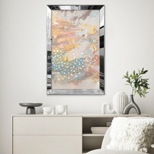 Zevahir Mobilya Dekorasyon Gold  Aynalı Pleksi Çerçeveli Yağlı Boya Tarzında Pastel Tonlu Soyut Tasarım Tablo