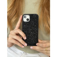 Paladyum Case iPhone 15 Uyumlu Siyah Pırlanta Taşlı Kılıf