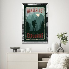 Zevahir Mobilya Dekorasyon Gold  Aynalı Pleksi Çerçeveli Afiş Tarzında Yeşil Renkli ve Yazılı Vintage Tasarım Tablo