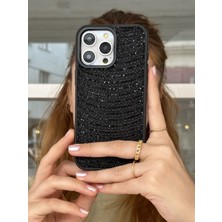 Paladyum Case iPhone 15 Pro Uyumlu Siyah Pırlanta Taşlı Kılıf