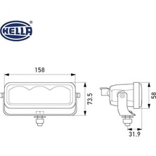 Hella 10V-30V LED Bar Off-Road (Uzun Mesafe) (3 Ledli) (158*73.5*58 Mm)