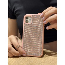 Paladyum Case iPhone 11 Uyumlu Pembe Pırlanta Taşlı Kılıf