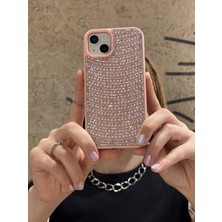 Paladyum Case iPhone 13 Uyumlu Pembe Pırlanta Taşlı Kılıf