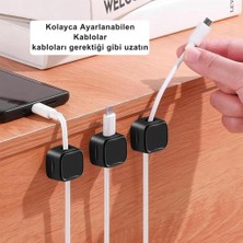 Polham 6 Adet Set Yapışkanlı Manyetik Kapaklı Kablo Düzenleyici Organizer, Ev, Ofis, Kablo Düzenleyici