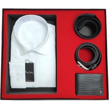 Pierre Cardin 4'lü Set Gömlek, Kemer, Cüzdan ve Kravat Damat Bohcası