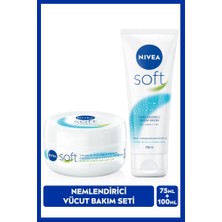 Nivea Soft Nemlendirici Bakım Kremi 100ml ve Soft Krem 75ml, El Yüz Vücut, E Vitamini, Yumuşak Cilt,Jojoba