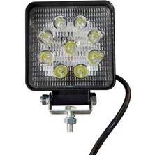 Demmon 10V-30V Çalışma Lambası Kare (9 x 3W Power Ledli) (108 Mm) E9