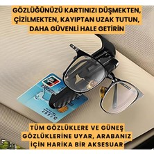 Polham Platinum Araç Içi Gözlük, Kart, Kartvizit Tutucu, Çift Taraflı Klipsli Güneş Gözlüğü Tutucu