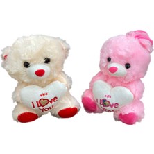 I Love You Yazılı Kalpli Yastıklı Peluş Ayı 20 cm 1 Adet