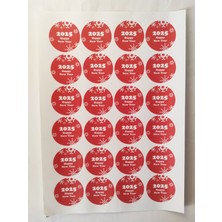 Dudu Kids 48 Adet 4  cm  Happy New Year Baskılı Etiket Sticker - Yılbaşı  Paketi Etiketi