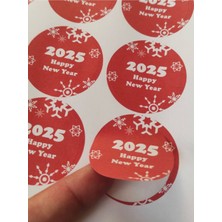Dudu Kids 48 Adet 4  cm  Happy New Year Baskılı Etiket Sticker - Yılbaşı  Paketi Etiketi