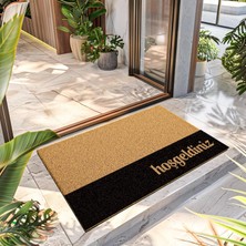 Decovetro Paspas Konsept Siyah Hoşgeldiniz Desenli Kapı Önü Paspası 40 x 60 cm