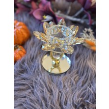 Rossev Yuvarlak Kristal Taşlı Lotus Tea Light Mumluk