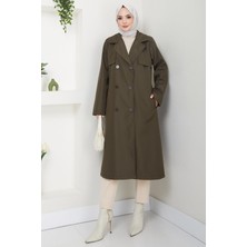 Büyük Beden Trençkot Haki HM2637