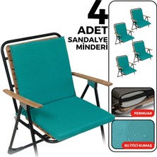 Xpermate 4'lü Sandalye Minderi Su Itici Kumaş 40X40 cm Sünger Sırtlıklı Sandalye Minderi Bağcıklı Turkuaz