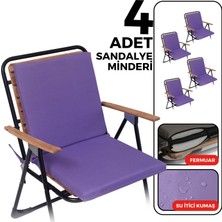 Xpermate 4'lü Sandalye Minderi Su Itici Kumaş 40X40 cm Sünger Sırtlıklı Sandalye Minderi Bağcıklı Mor