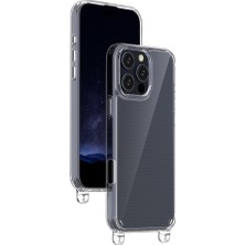 M.tk moveteck iPhone 16 Pro Max Kılıf Köşe Korumalı Şeffaf Silikon Boyun ve Omuz Askılı Ipli Telefon Çantası Ipi