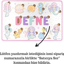 Ahşap Isme Özel Çocuk Doğum Günü Hediye Dekoratif Tablo Süs Eğitici Puzzle Yapboz - Deniz Kızı